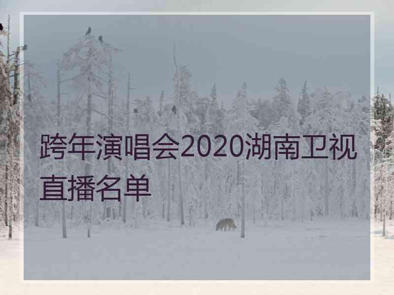 跨年演唱会2020湖南卫视直播名单