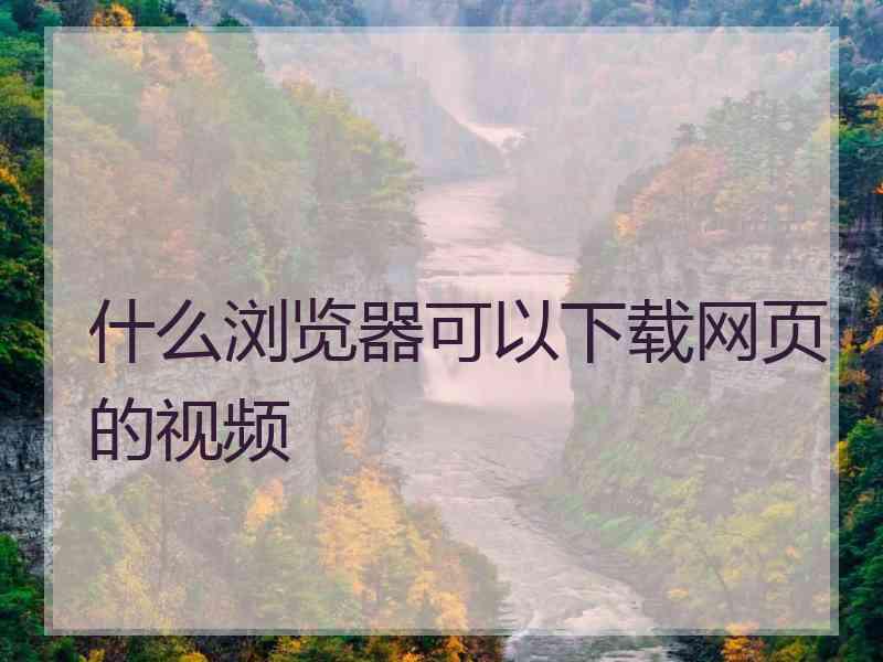 什么浏览器可以下载网页的视频