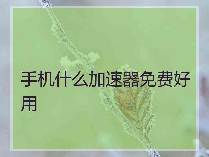 手机什么加速器免费好用