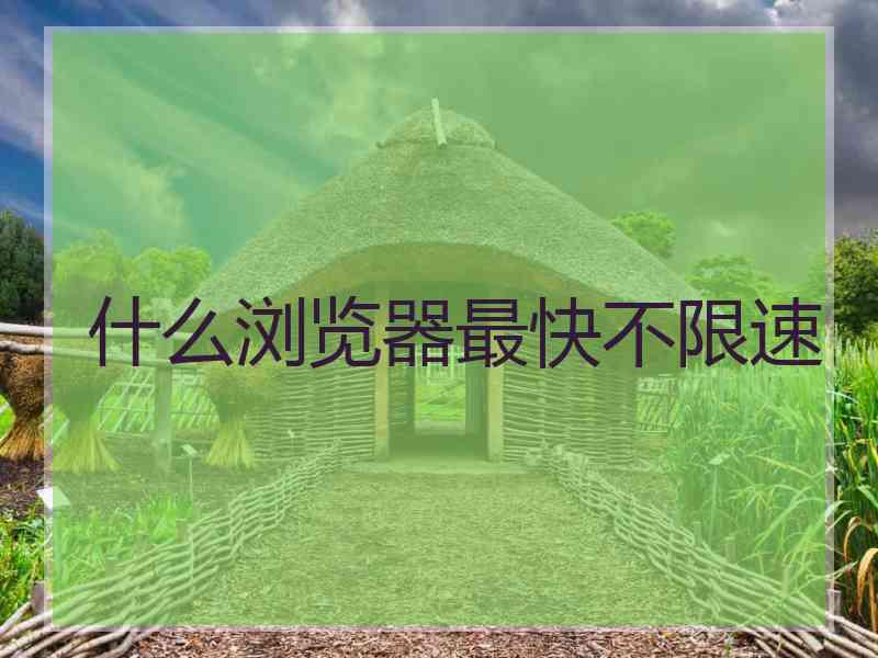 什么浏览器最快不限速