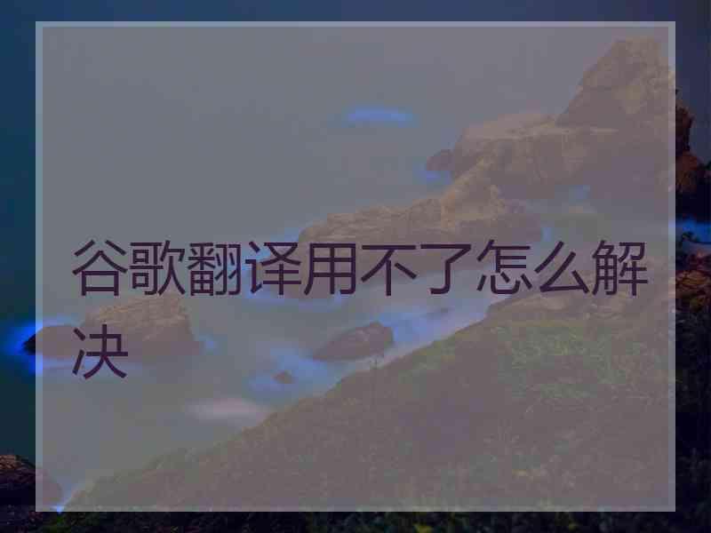 谷歌翻译用不了怎么解决