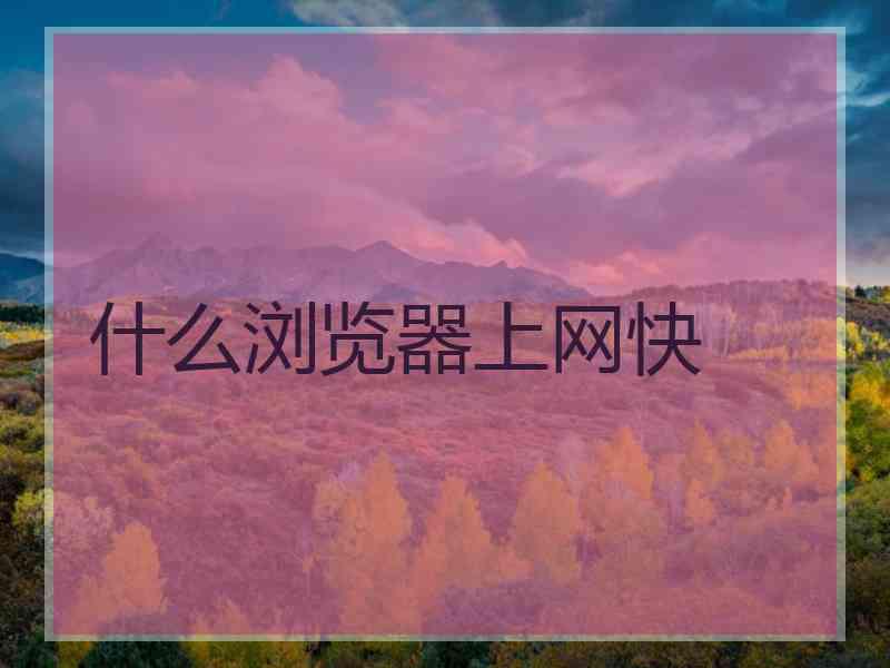 什么浏览器上网快