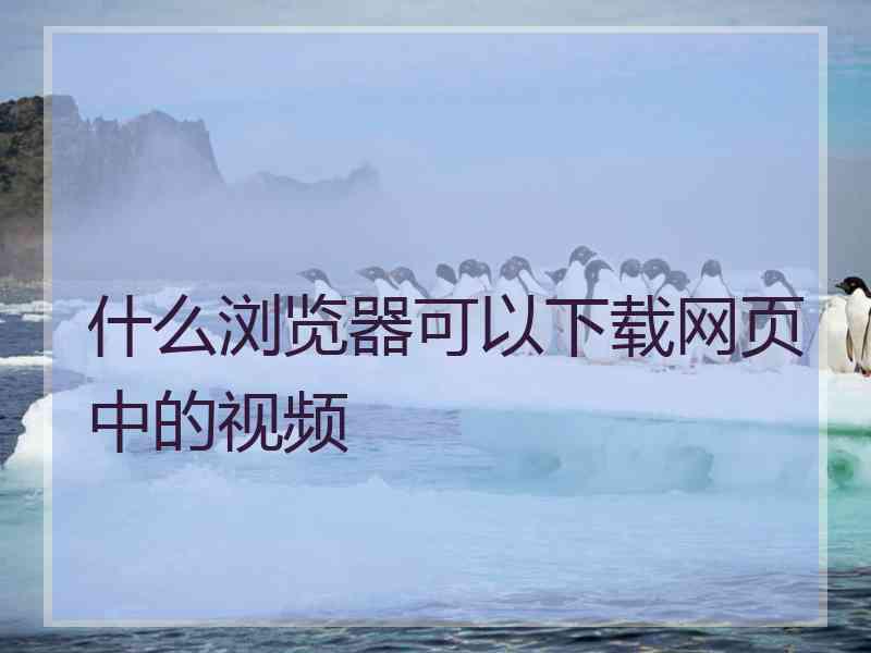 什么浏览器可以下载网页中的视频