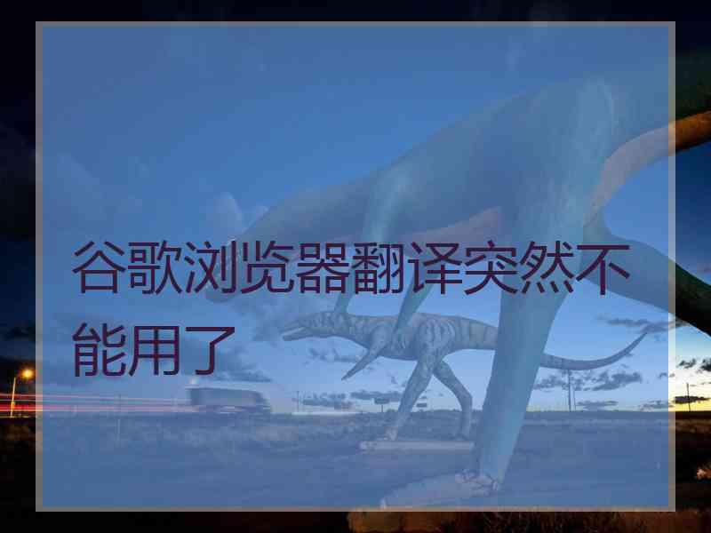 谷歌浏览器翻译突然不能用了